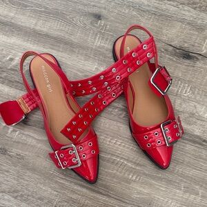 Madden Girl Red Pointed Flats with Buckle Straps